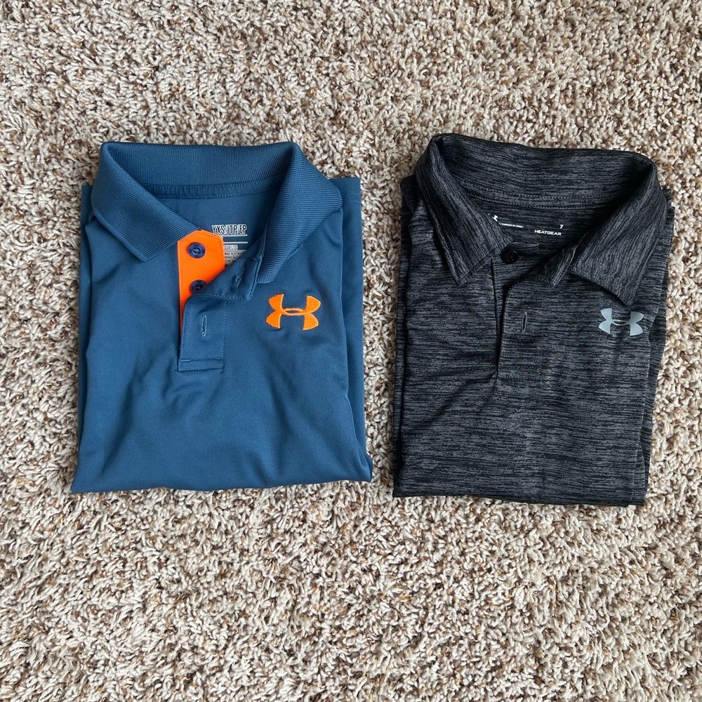 Under Armour Boys Youth xsmall XS 7 Collared Shirts Heatgear Lot Set EUC Button